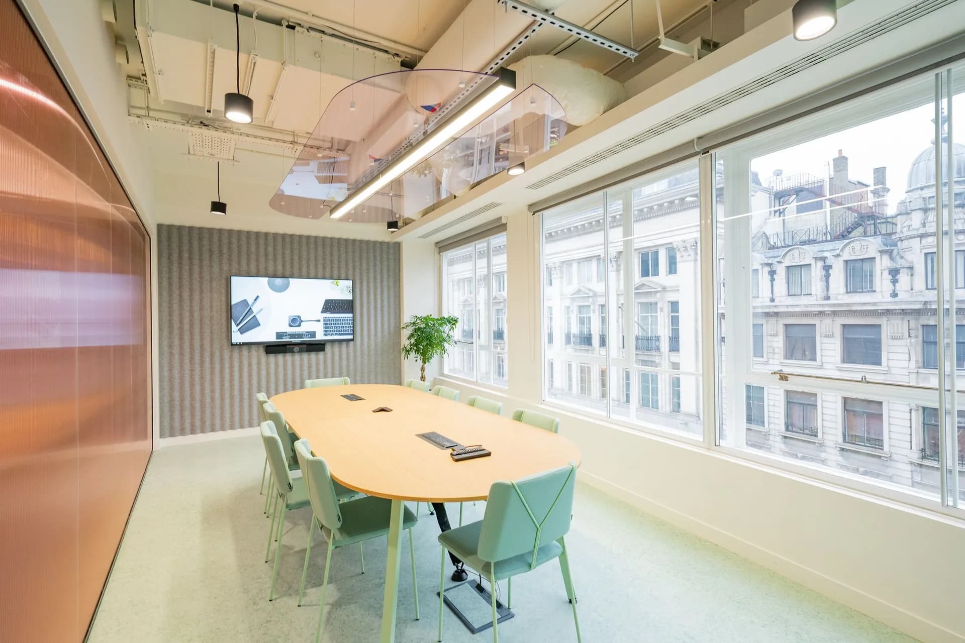 Meeting room at Huckletree Oxford Circus