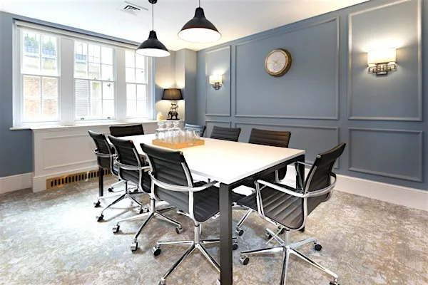 The Space Mayfair Meeting Room 2Meeting Room 2Located within a stones’ throw from Claridge’s Hotel, 49 Grosvenor Street emulates the elegance that comes with the W1 postcode. Find Bond Street and Green Park tube stations just a short walk away.

Its traditional façade echoes the original features within the interior. Inside you will find our stylised blend of thoughtfully designed meeting rooms and relaxed breakout areas. With amenities such as Wifi, Covid Safety Measures, Plugs, Unlimited Coffee & Tea, Shower, Meeting Room